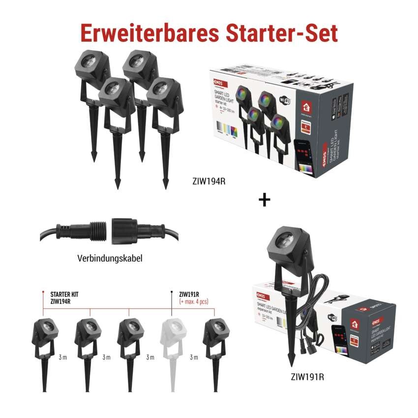 GoSmart LED-Außenstrahler, Erweiterungsset, 1 Stück, 1,5 W, RGBIC dimmbar, WiFi