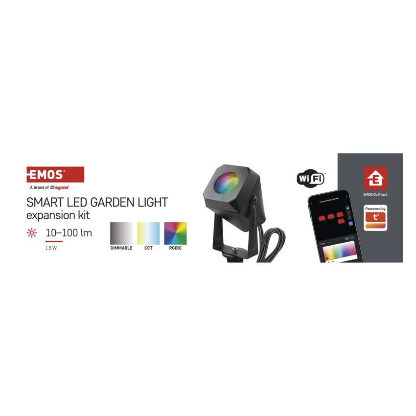GoSmart zunanja LED točkovna svet., razšir. komplet, 1 kos, 1,5 W, RGBIC zatemnilna, WiFi