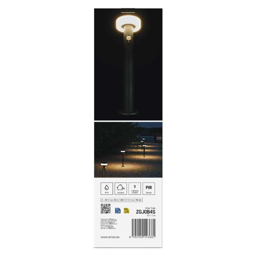 LED záhradné solárne stĺpikové svietidlo TERION, senzor súmraku, 12,5 x 12,5 x 50 cm