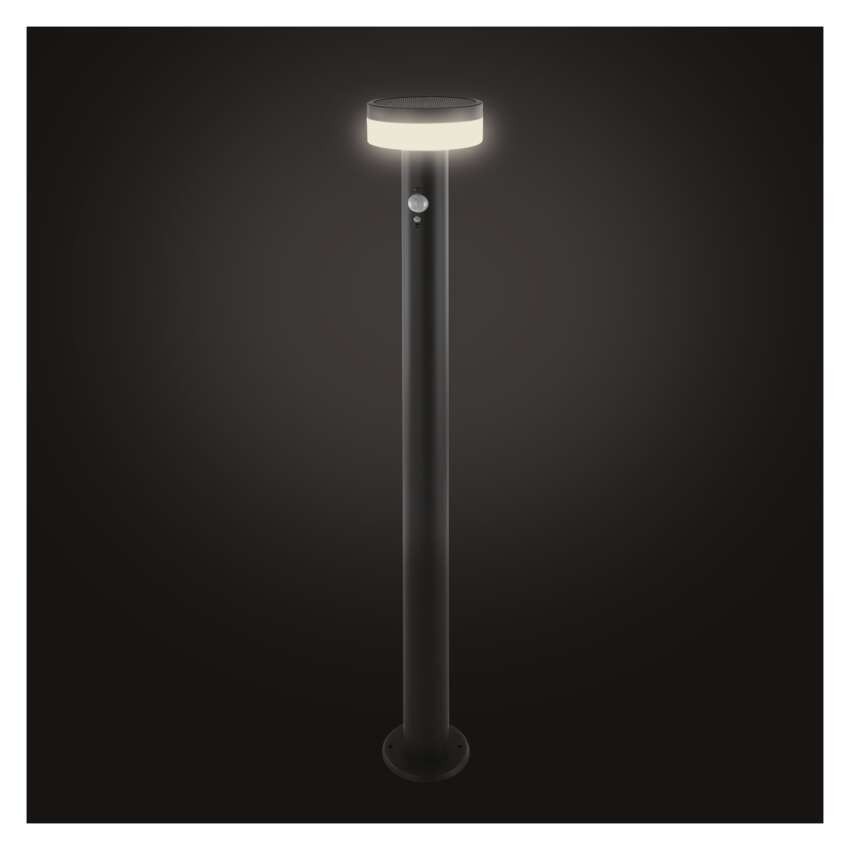 LED napelemes kerti oszloplámpa TERION szürkületérzékelővel, 12,5 x 12,5 x 80 cm