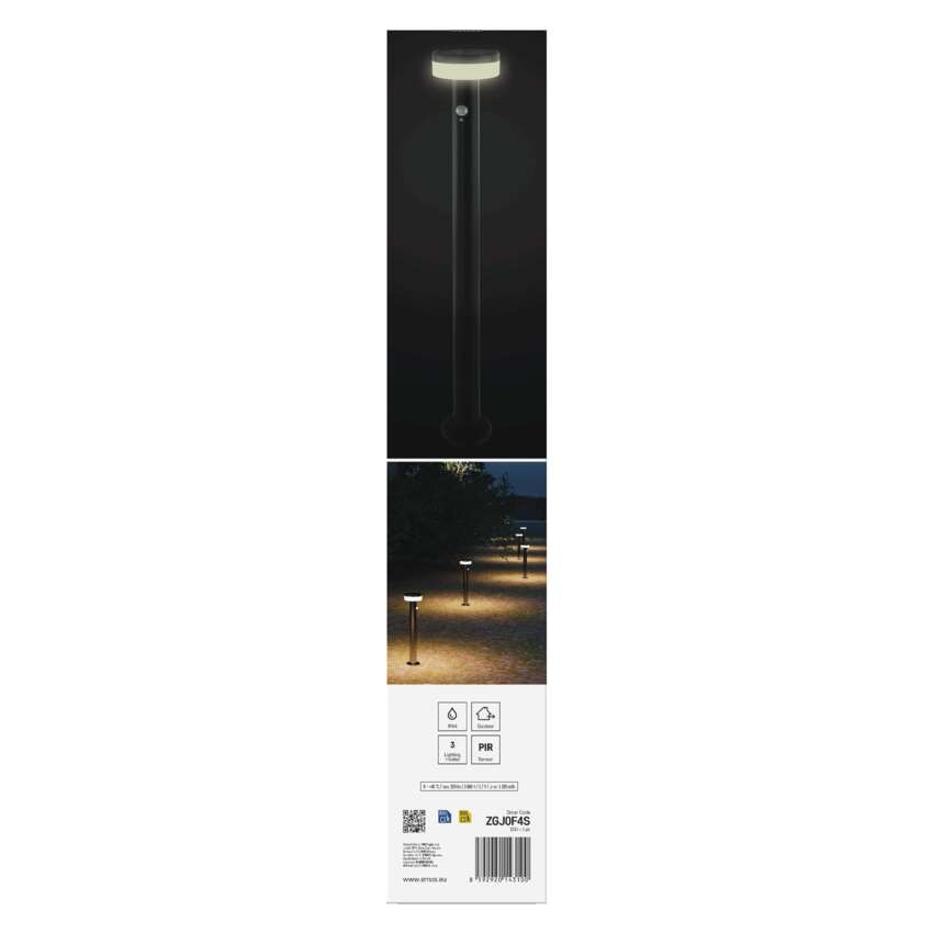 LED napelemes kerti oszloplámpa TERION szürkületérzékelővel, 12,5 x 12,5 x 80 cm
