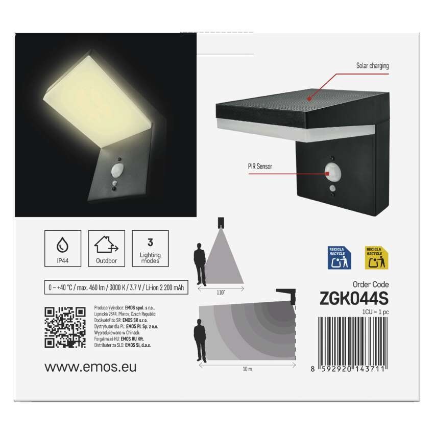 LED Solar-Garten-Wandleuchte VEREA mit Dämmerungssensor, 10,7 x 15,4 x 13 cm