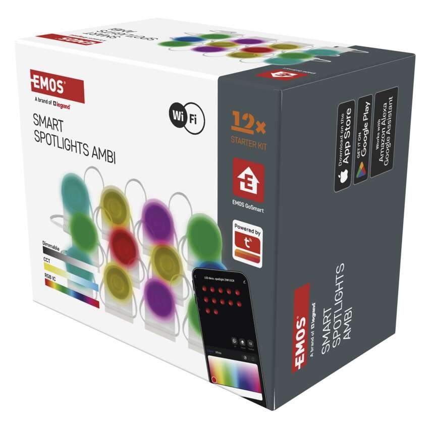 GoSmart LED-Strahler - 255 cm Kette, 12 Teile, 7 W, RGBIC+CCT, dimmbar, WiFi