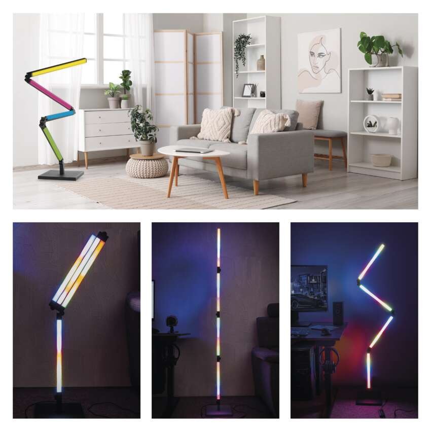 GoSmart LED Stehlampe, schwarz, 175 cm, warmweiß / RGBIC WiFi