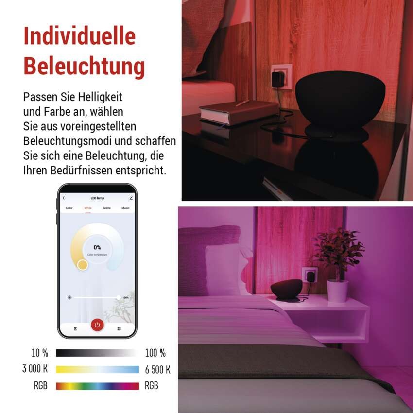 GoSmart LED Ambientelampe, schwarz, warmweiß–kaltweiß/ RGB, WiFi