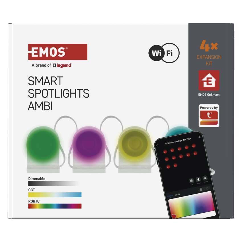 GoSmart LED-Strahler - 85 cm Kette, 4 Teile, 7 W, RGBIC+CCT, dimmbar, WiFi