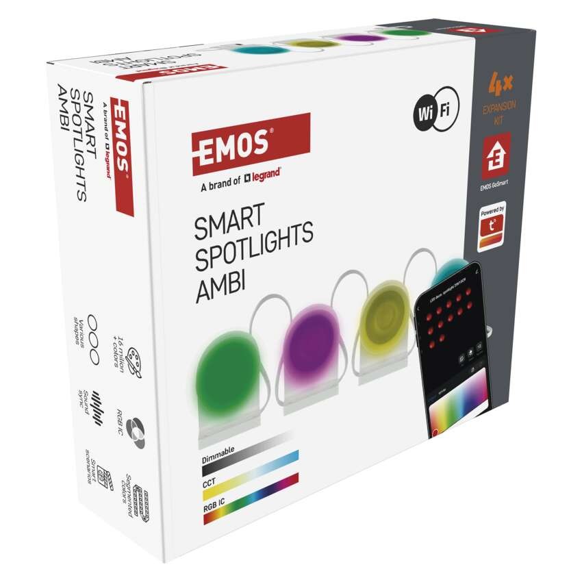 GoSmart LED-Strahler - 85 cm Kette, 4 Teile, 7 W, RGBIC+CCT, dimmbar, WiFi
