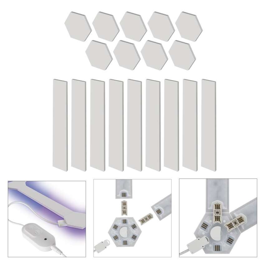 GoSmart LED-Leuchte Lines weiß, 9 Teile, 34 W, RGBIC dimmbar, WiFi