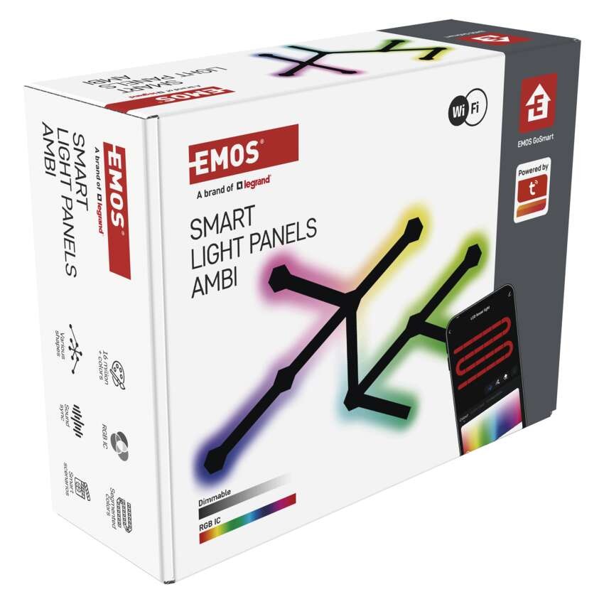 GoSmart LED Leuchte Lines schwarz, 9 Teile, 34 W, RGBIC dimmbar, WiFi