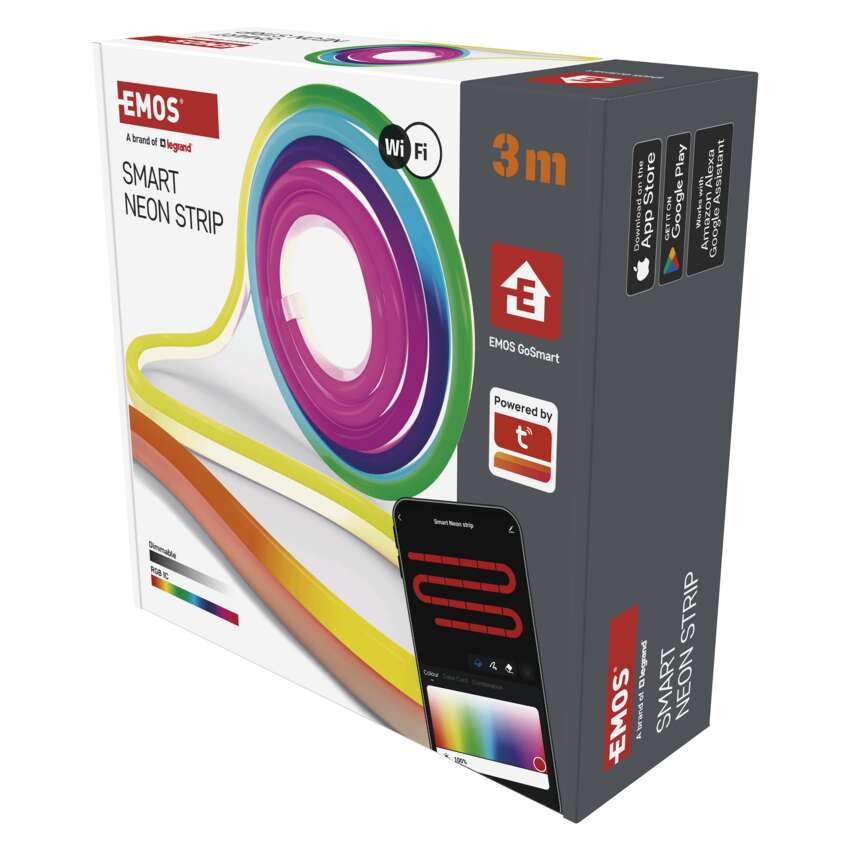 GoSmart Flexible LED-Leiste NEON weiß, 3 m, 23 W, RGBIC dimmbar, WiFi