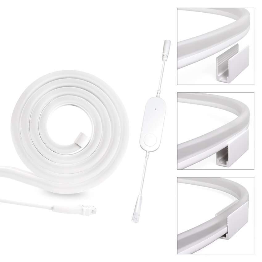 GoSmart Flexible LED-Leiste NEON weiß, 3 m, 23 W, RGBIC dimmbar, WiFi