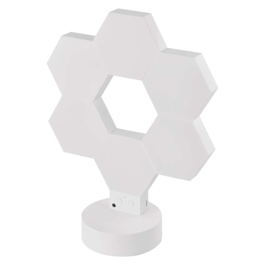GoSmart LED-Tischleuchte Hexagon weiß, 6-teilig, RGBIC dimmbar, WiFi
