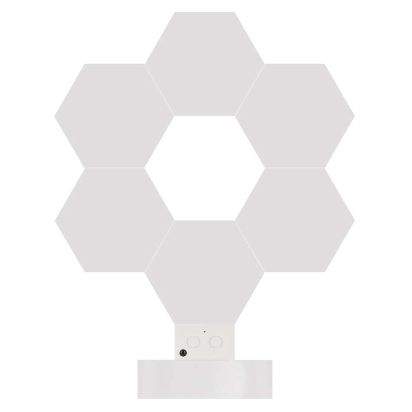 GoSmart LED-Tischleuchte Hexagon weiß, 6-teilig, RGBIC dimmbar, WiFi