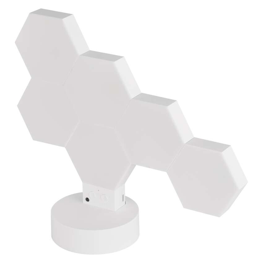 GoSmart LED-Tischleuchte Hexagon weiß, 6-teilig, RGBIC dimmbar, WiFi