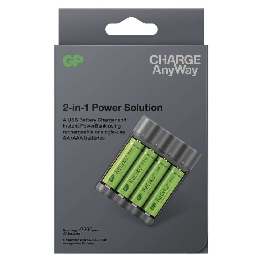 GP Charge AnyWay 2in1 power bank és elemtöltő