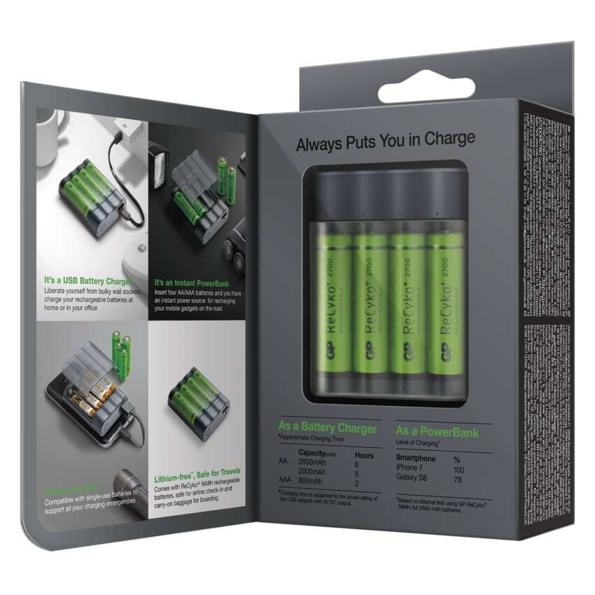 GP Charge AnyWay 2in1 power bank és elemtöltő