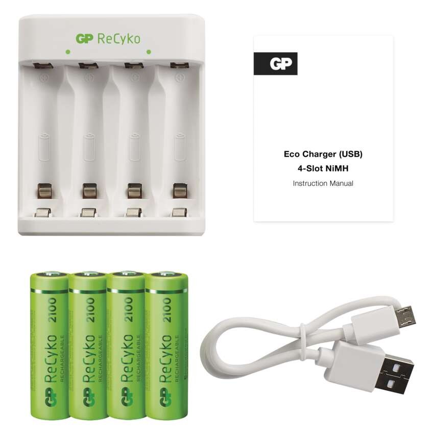 GP Akkumulátor töltő Eco E411+2xAA ReCyko 2100mAh