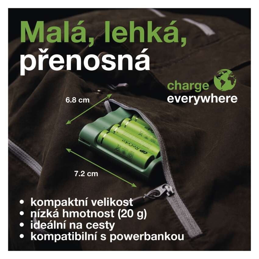 Nabíječka baterií GP Everyday B421 + 4× AA ReCyko 2700 + USB
