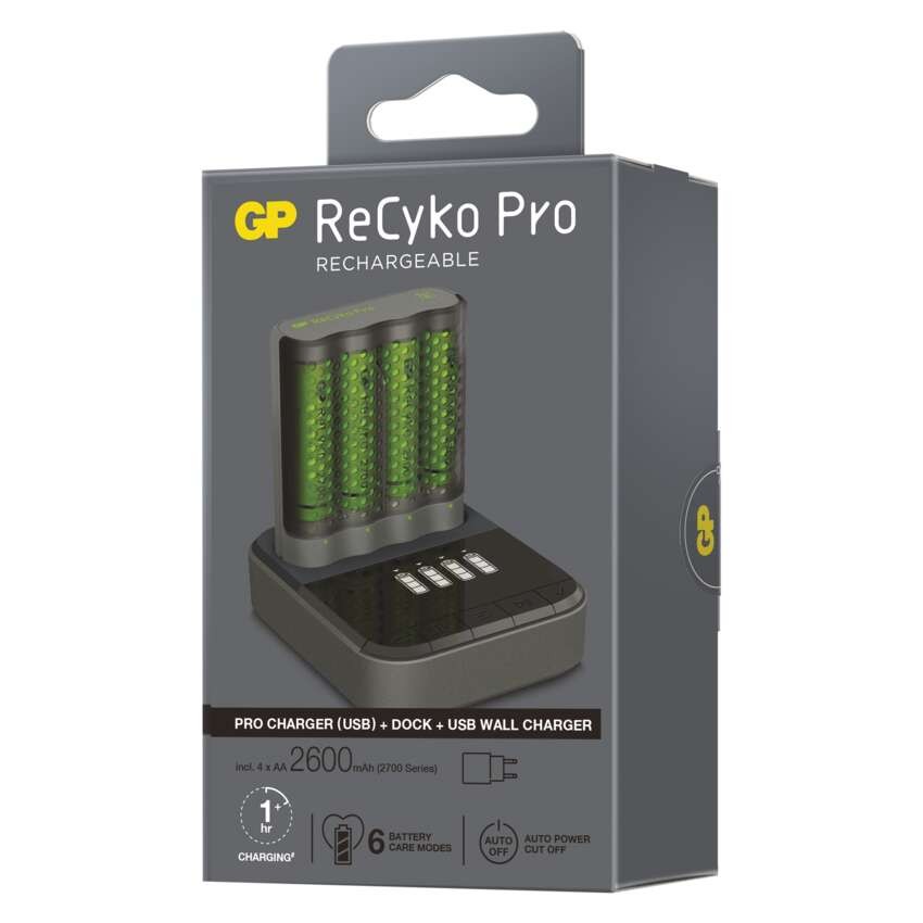GP Pro akkumulátor töltő P461+4xAA ReCyko 2700mAh+ dokkoló