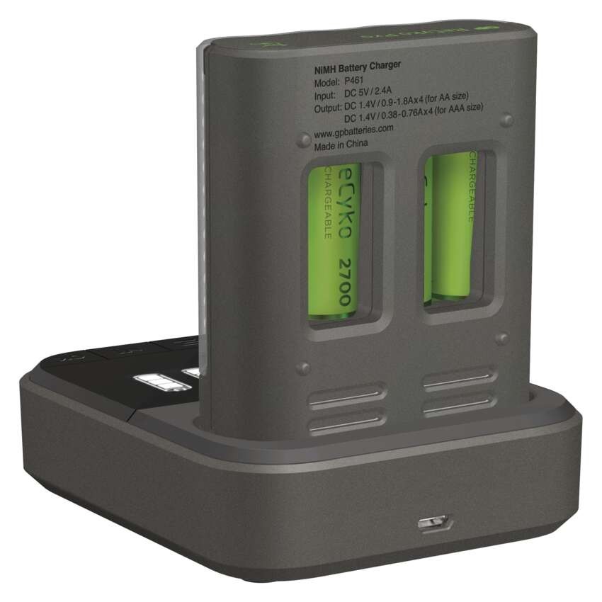 GP Pro akkumulátor töltő P461+4xAA ReCyko 2700mAh+ dokkoló