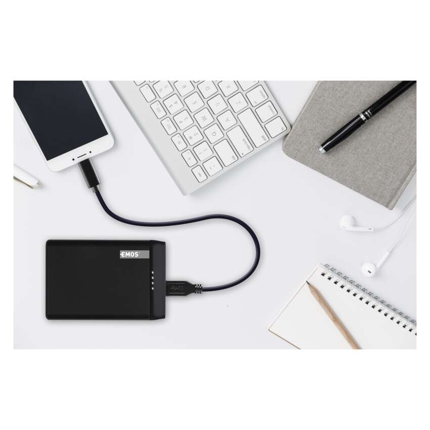 Power bank EMOS Alpha 5, 5000 mAh, čierny + kabel USB-C