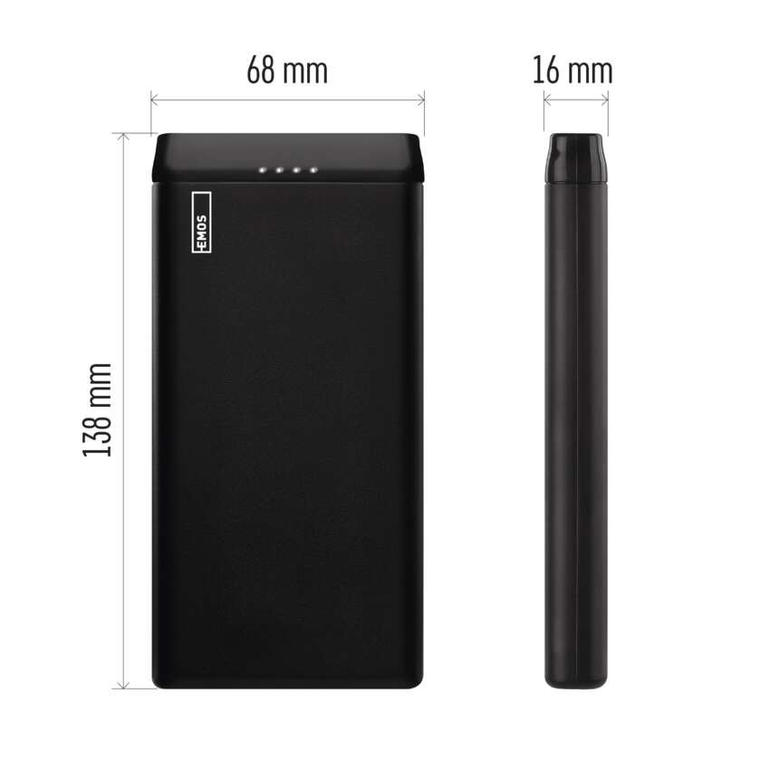 Powerbank EMOS Alpha 10S, 10 000 mAh, 10 W, schwarz