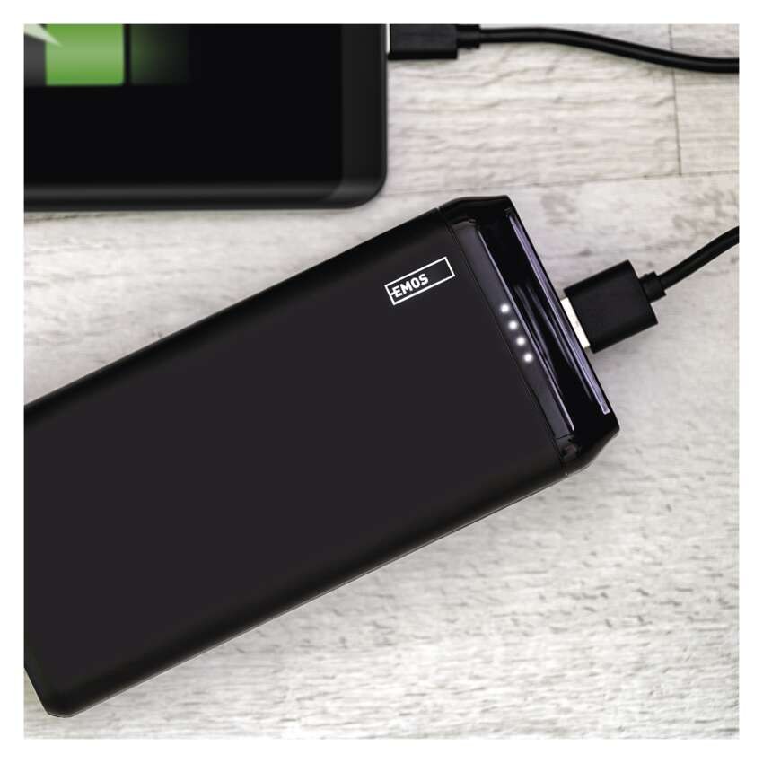 Powerbanka EMOS AlphaQ2 20, 20 000 mAh, 22,5 W, černá