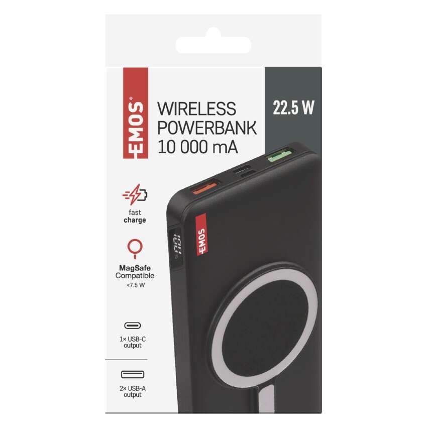Power bank EMOS WI 1021D, 10 000 mAh, 22,5 W+Wireless