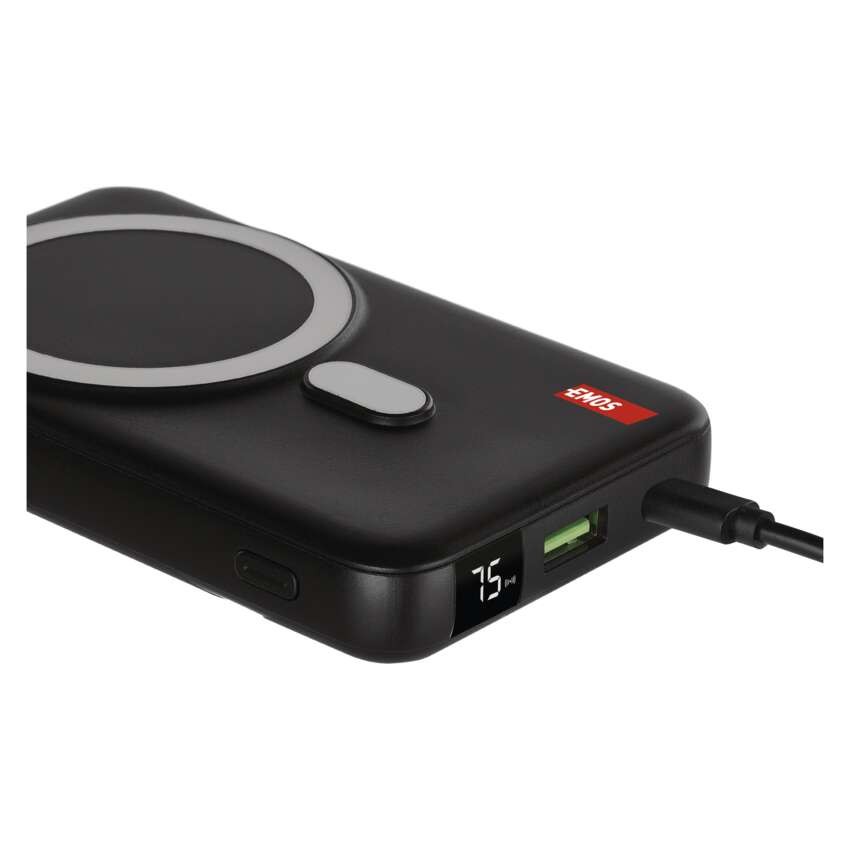 EMOS Powerbank WI 1023D, 10 000 mAh, 22,5 W+Wireless, fekete