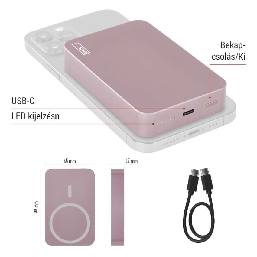 EMOS Powerbank WI 1046, 10 000 mAh, 20 W+Wireless, lazac