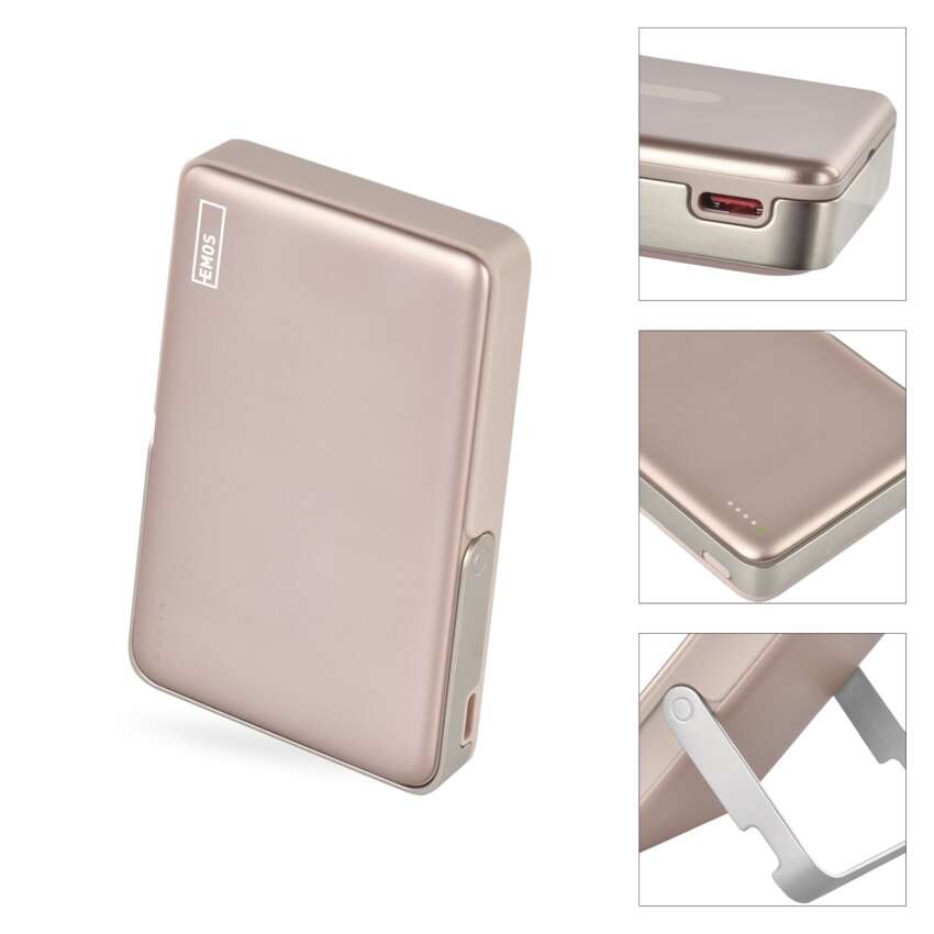 EMOS Powerbank WI 1031, 10 000 mAh, 20 W+Wireless, rosegold