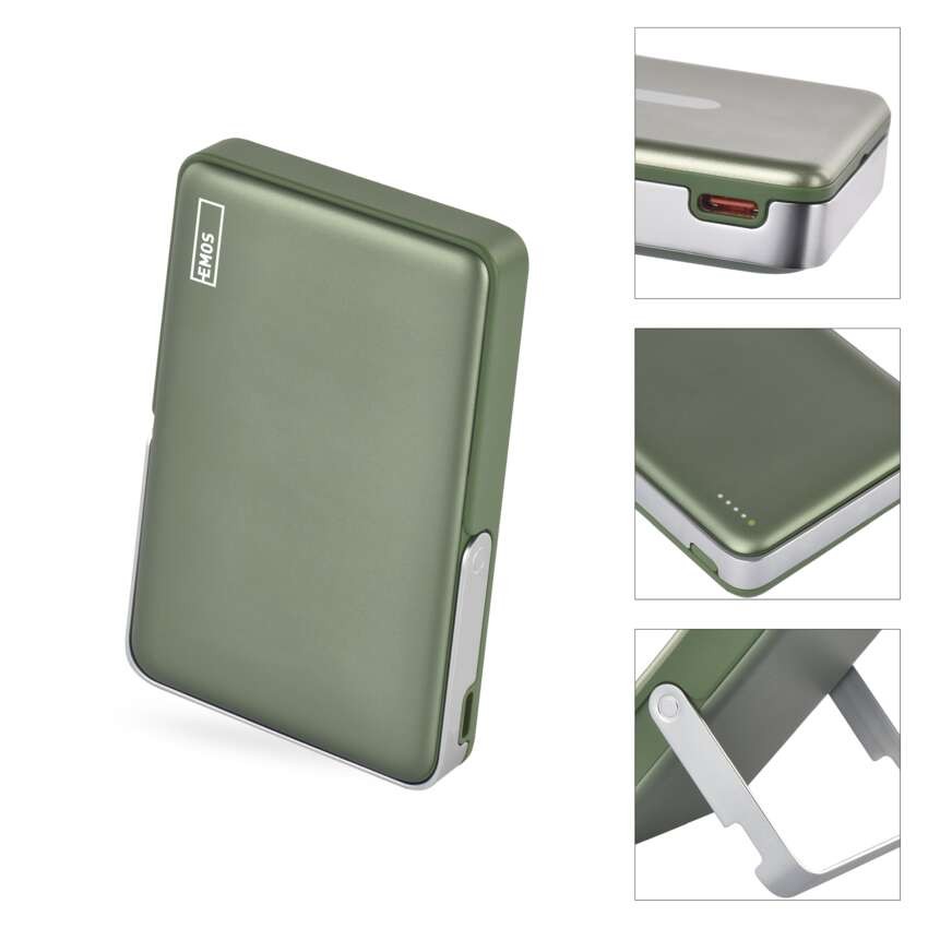 EMOS Powerbank WI 1031, 10 000 mAh, 20 W+Wireless, army-green