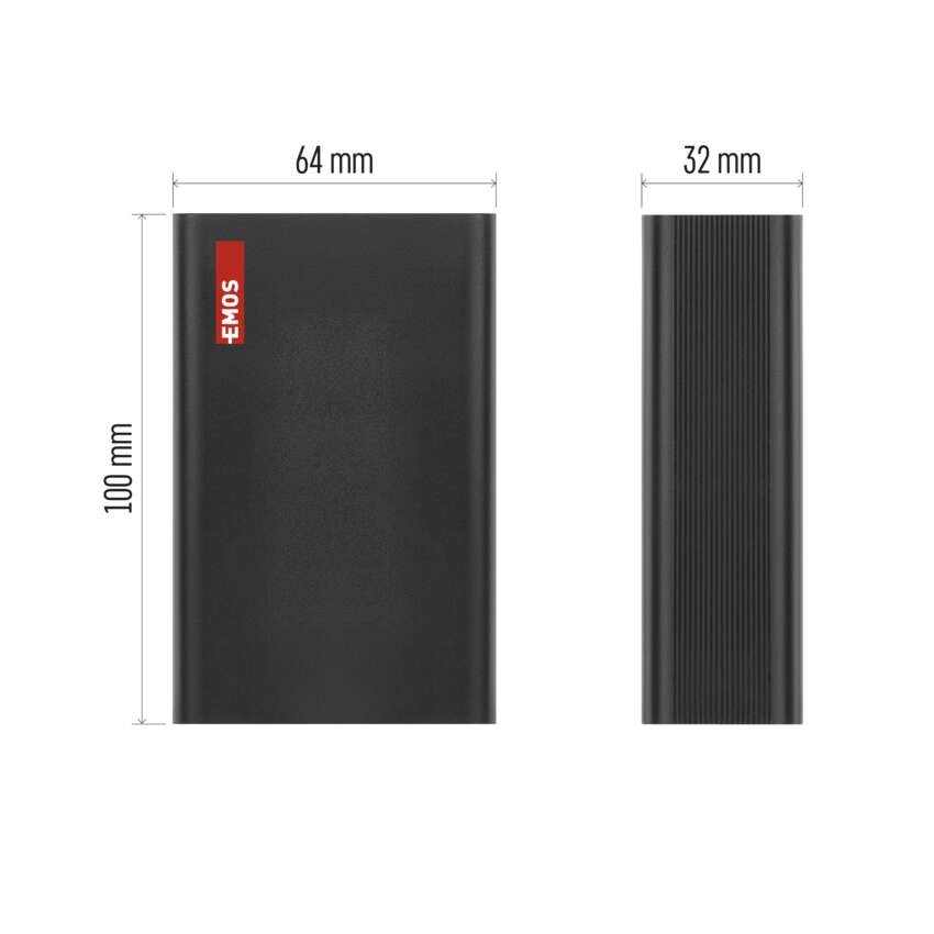 EMOS Powerbank NTBF20, 20 000 mAh, 65 W PD, fekete