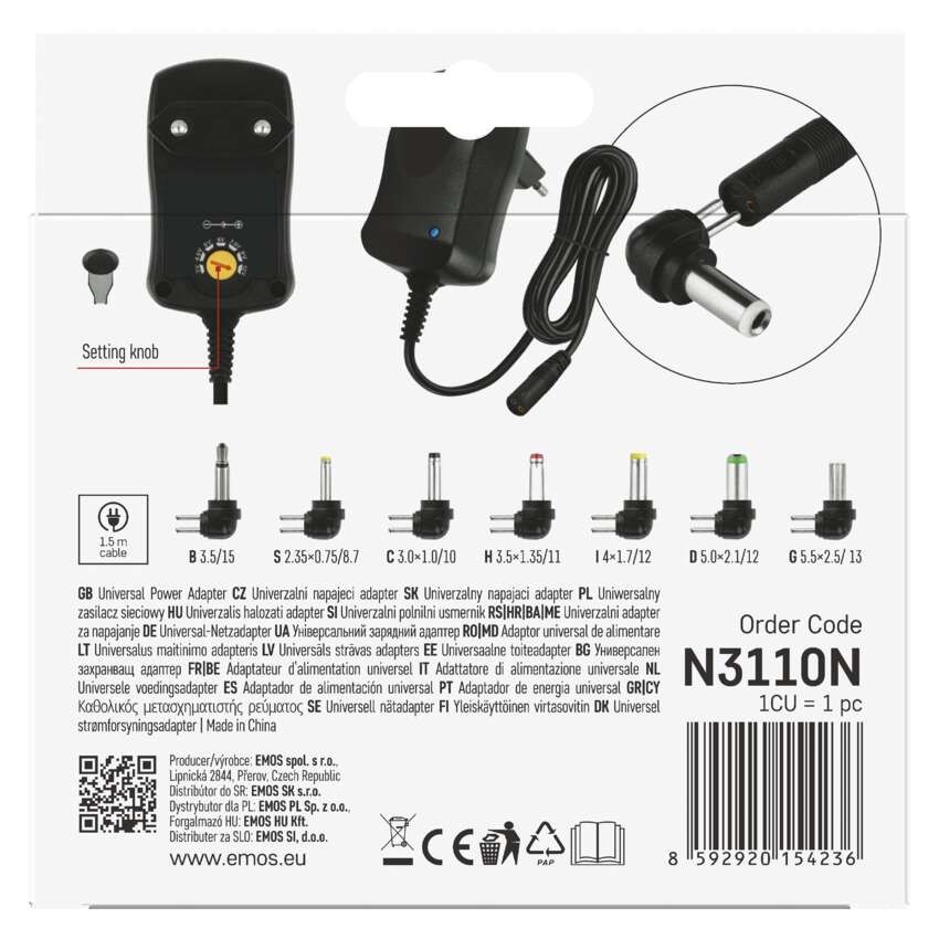 Universalus maitinimo adapteris 600 mA su antgaliais