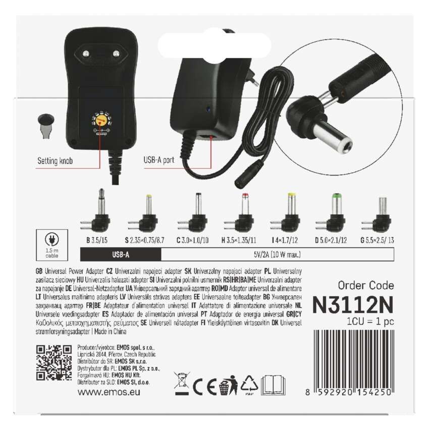 Universalus USB maitinimo adapteris 1500 mA su antgaliais