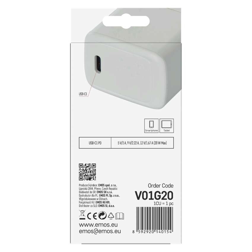 Universalus USB sieninis įkroviklis GaN PD 20 W maks.