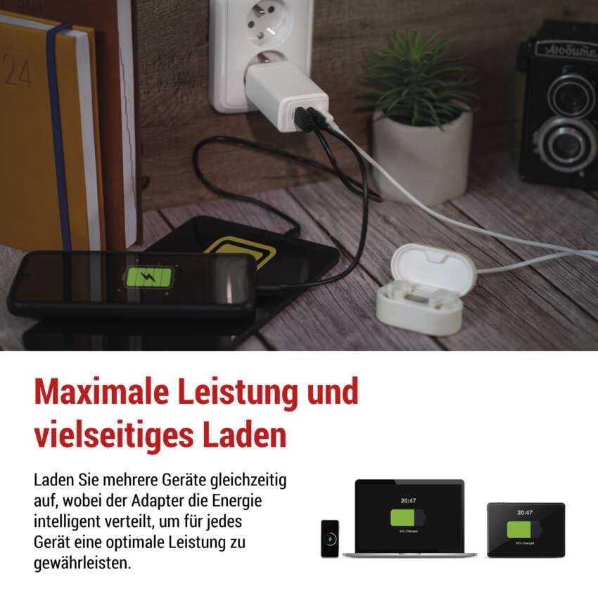 USB Netzadapter GaN PD 65 W max.