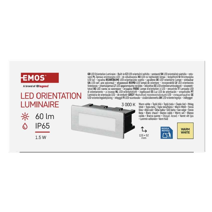 LED Treppenlicht – Einbauleuchte 123×53, 1,5W warmweiss IP65