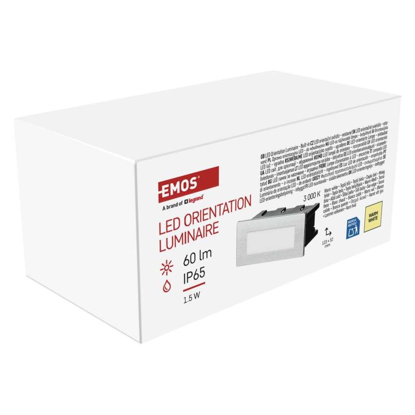 LED Treppenlicht – Einbauleuchte 123×53, 1,5W warmweiss IP65