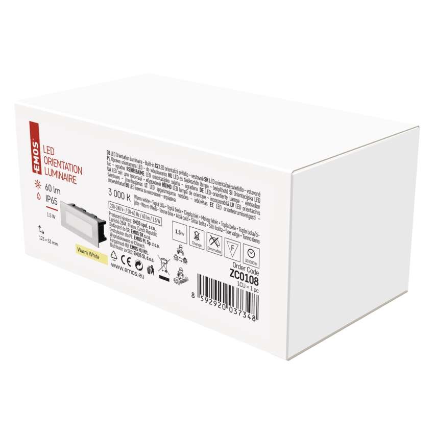 5 + 1 Orientacijsko LED svetilo AMAL, vgradna, kvadratna 1,5W WW IP65