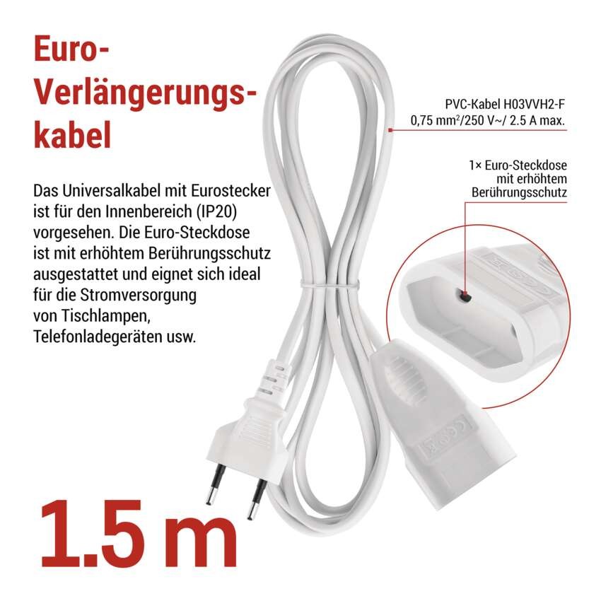 Verlängerungskabel – 1,5m, weiss