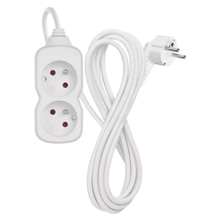 Prodlužovací kabel 3 m / 2 zásuvka / bílý / PVC / 1 mm2