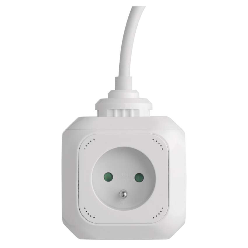 Prodlužovací kabel - kostka 1,9 m / 4 zásuvky / bílý / PVC / s USB / 1 mm2