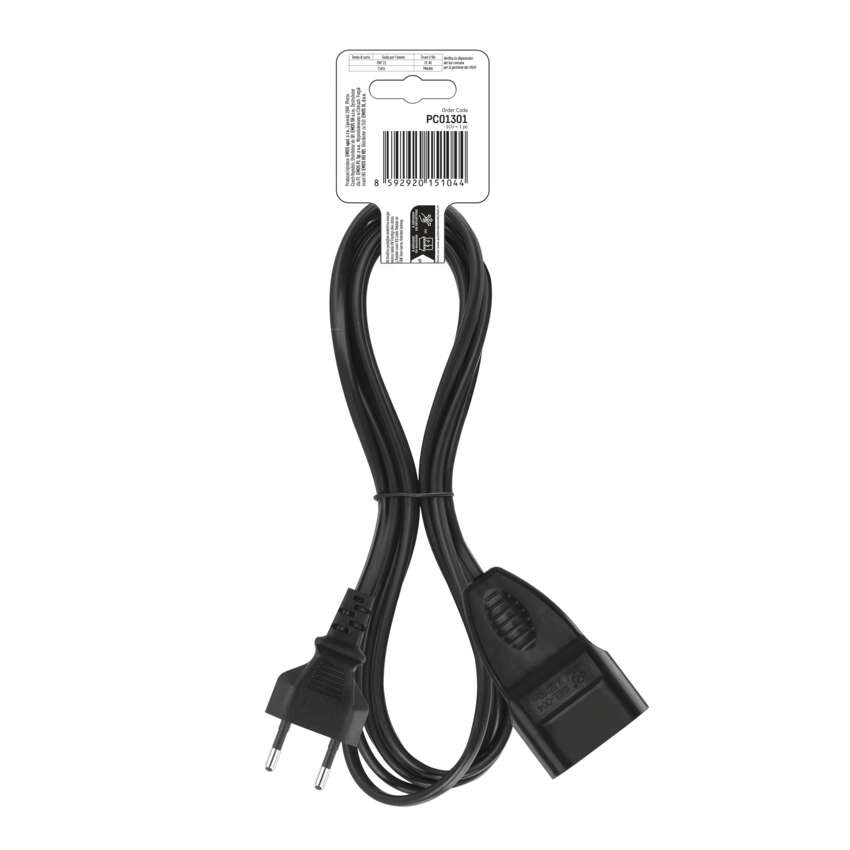 Hosszabbító 1,5 m / 1 aljzat / fekete / PVC / 0,75 mm2
