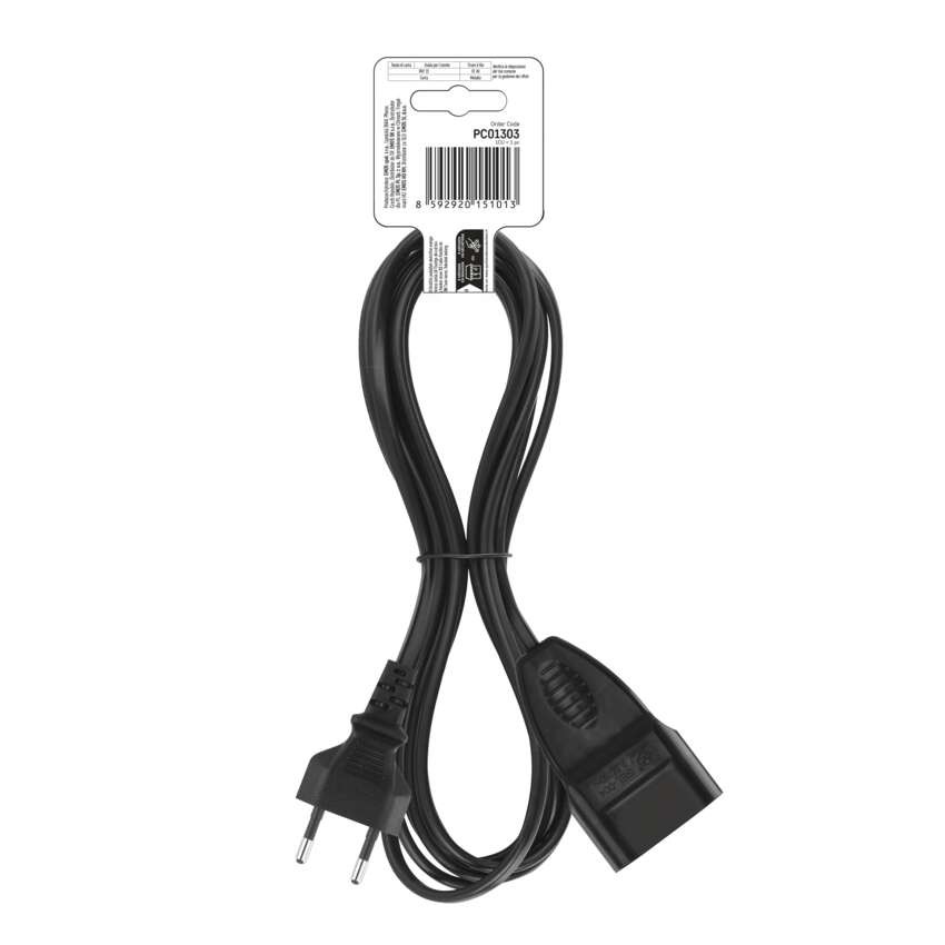 Hosszabbító 3 m / 1 aljzat / fekete / PVC / 0,75 mm2