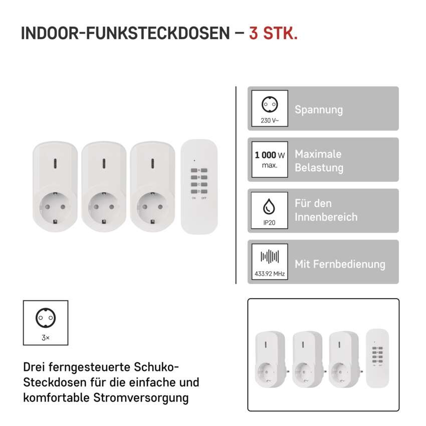 Funksteckdosen SCHUKO mit Fernbedienung