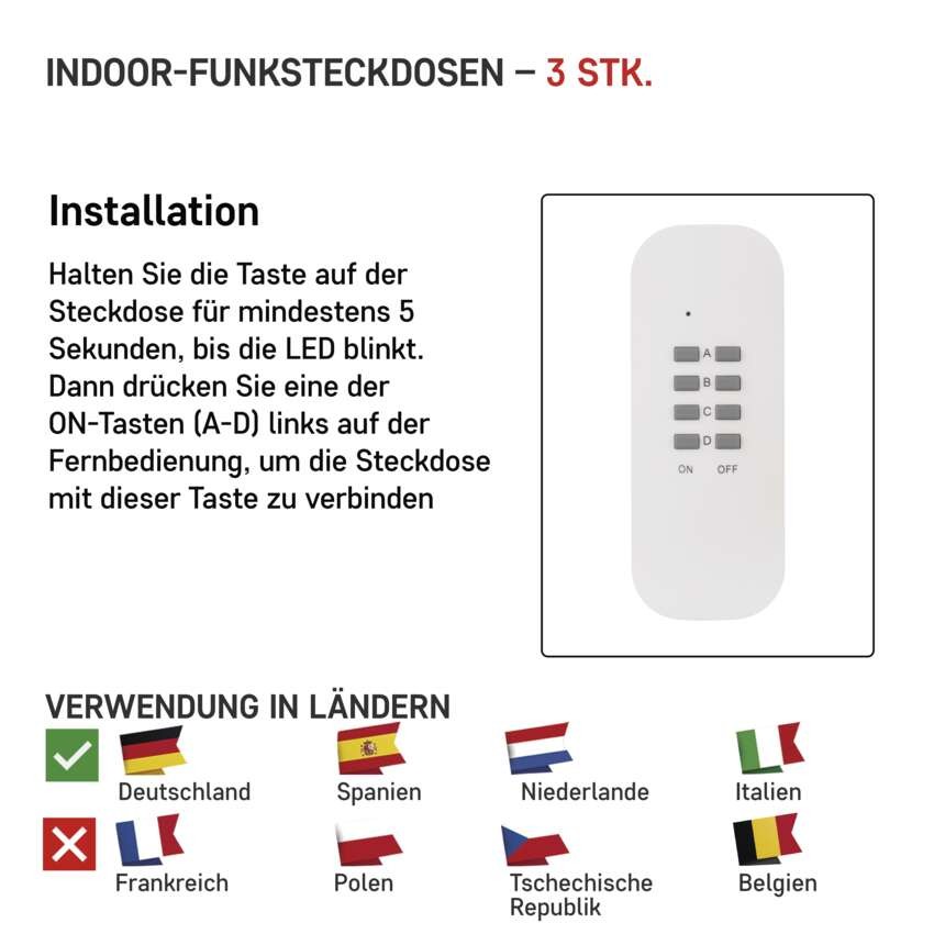 Funksteckdosen SCHUKO mit Fernbedienung