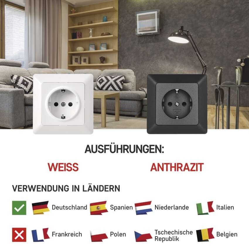 Steckdose SCHUKO, anthrazit
