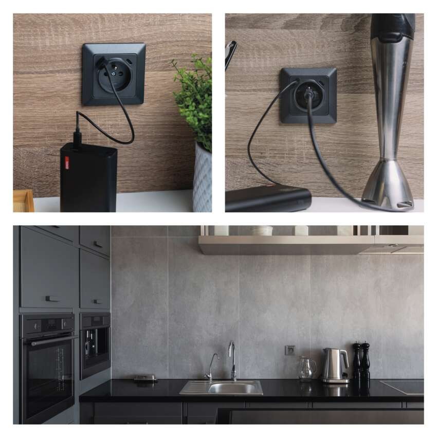 Steckdose mit USB-A+USB-C., anthrazit