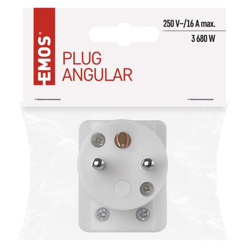 Vidlice úhlová pro prodlužovací kabel, bílá